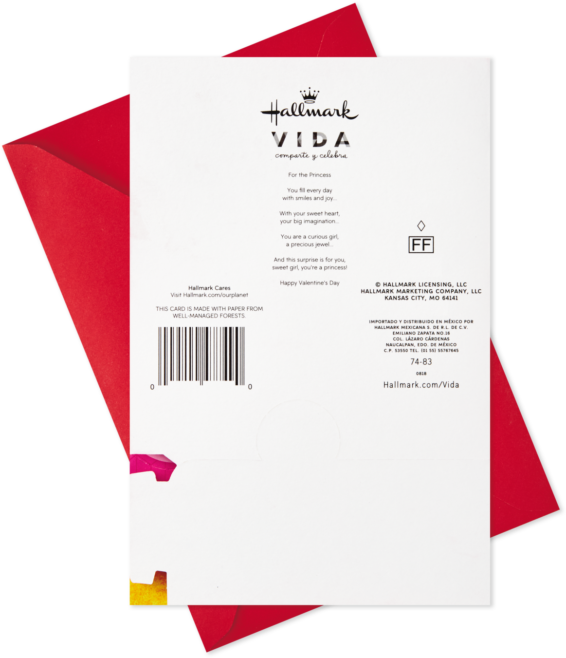 Princess Spanish-language Valentine's Day Card With - Hallmark (1470x1470), Png Download