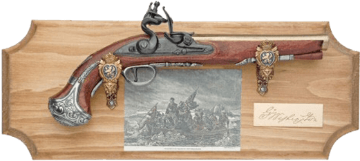 George Washingtons Pistol Wood Display Plaque - George Washington Musket Replica (555x555), Png Download