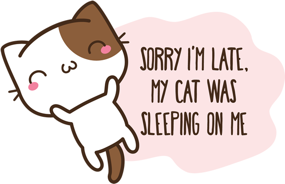 Sorry I'm Late - Cat Yawns (618x618), Png Download