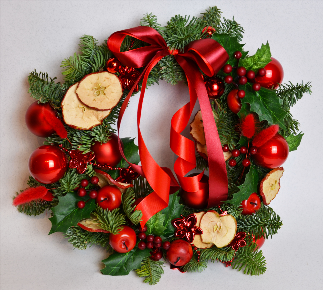 Santa's Wreath Flower Shop Studio Flores - Christmas Ornament (1500x1430), Png Download