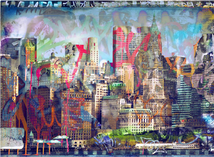 Graffiti City Wall Panel - Graffiti Walls In Interiors (700x700), Png Download