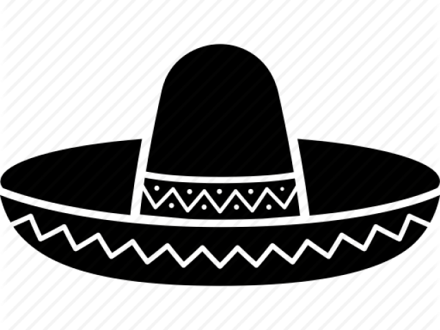 Mexican Sombrero - Black And White Sombrero Clipart (640x480), Png Download