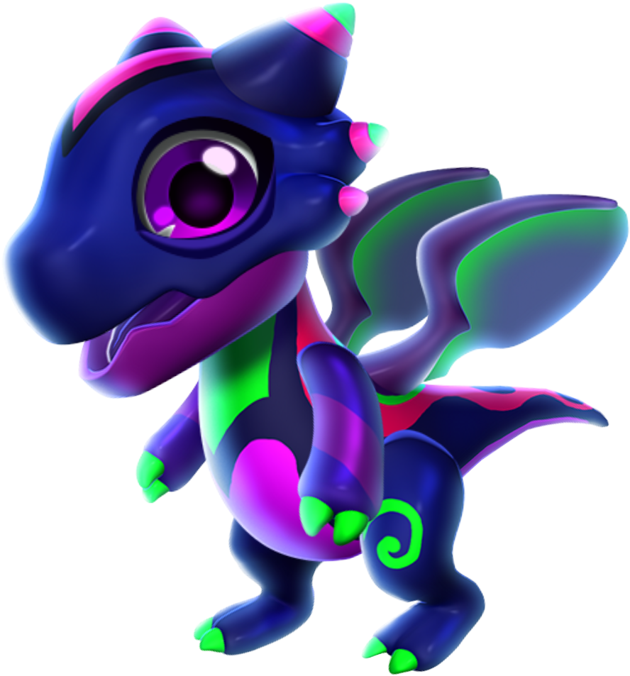 Neon Dragon Baby - Cartoon (902x985), Png Download