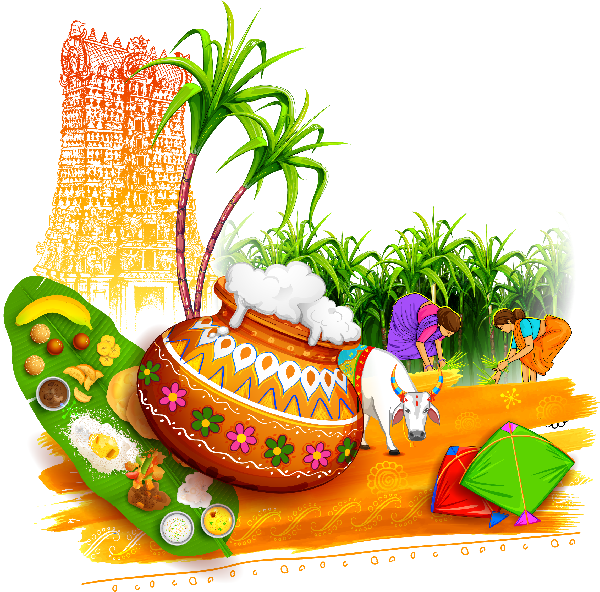 Festival Clipart Mattu Pongal Festival Mattu Pongal - Happy Pongal (2501x2318), Png Download