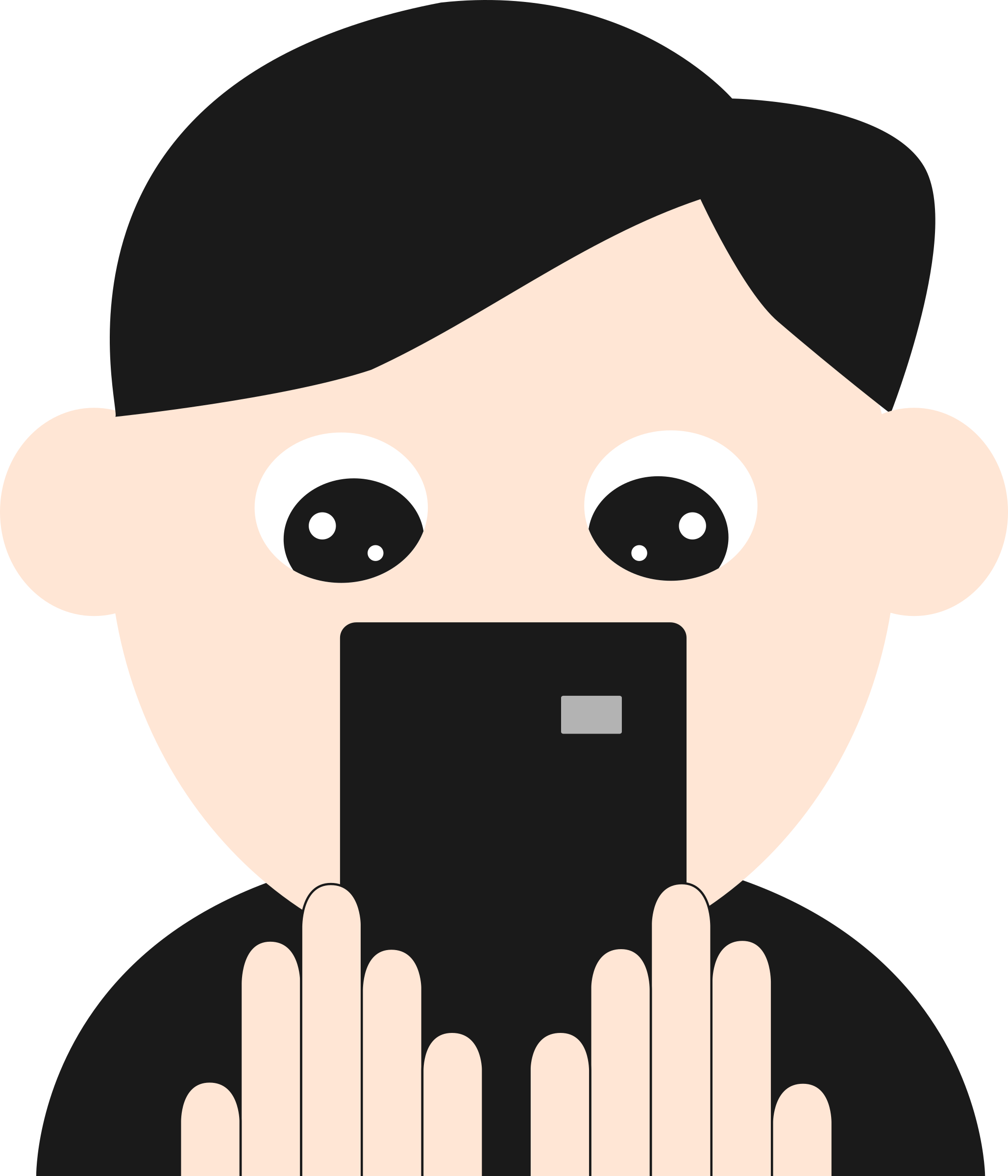 Big Image - Clip Art Phone User (2057x2400), Png Download