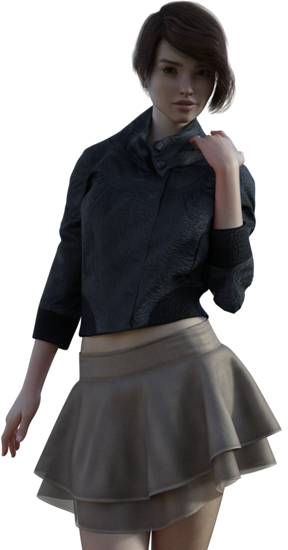 Black Leather Jacket Modified - Miniskirt (667x1080), Png Download