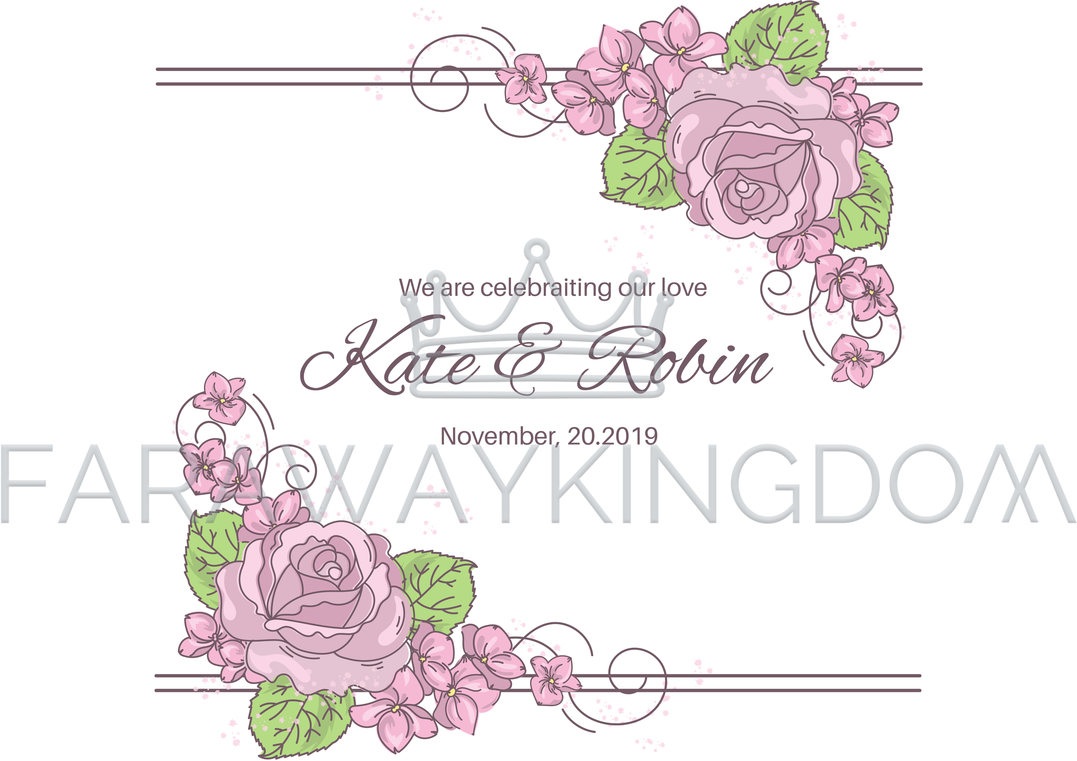 Wedding Decor Floral Design Frame Vector Illustration - Design (3508x2480), Png Download