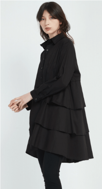 Tania Triple Layer Shirt "black" - Overcoat (650x650), Png Download