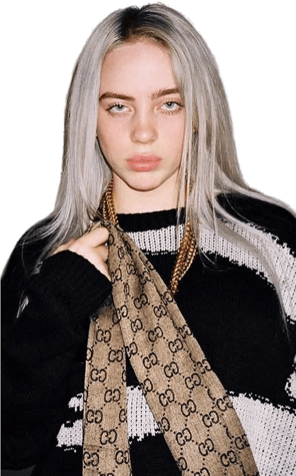 Billie Eilish Black And White Sweater - Billie Eilish Black And White (600x1016), Png Download