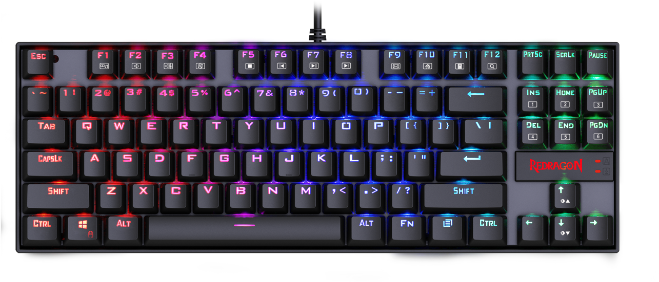 Redragon K552 Kumara 87 Key Led Rgb Backlit Mechanical - Redragon Kumara K552 Rgb (1500x1500), Png Download