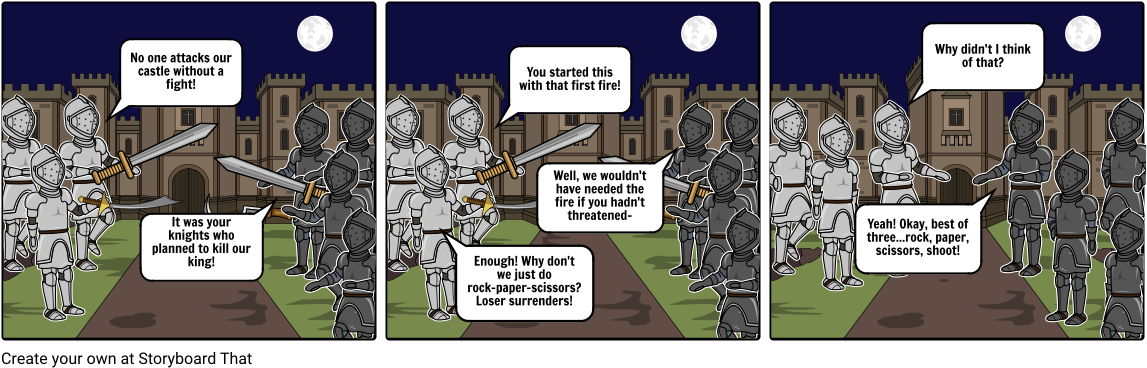 Rock Paper Scissors Knights - Cartoon (1164x385), Png Download