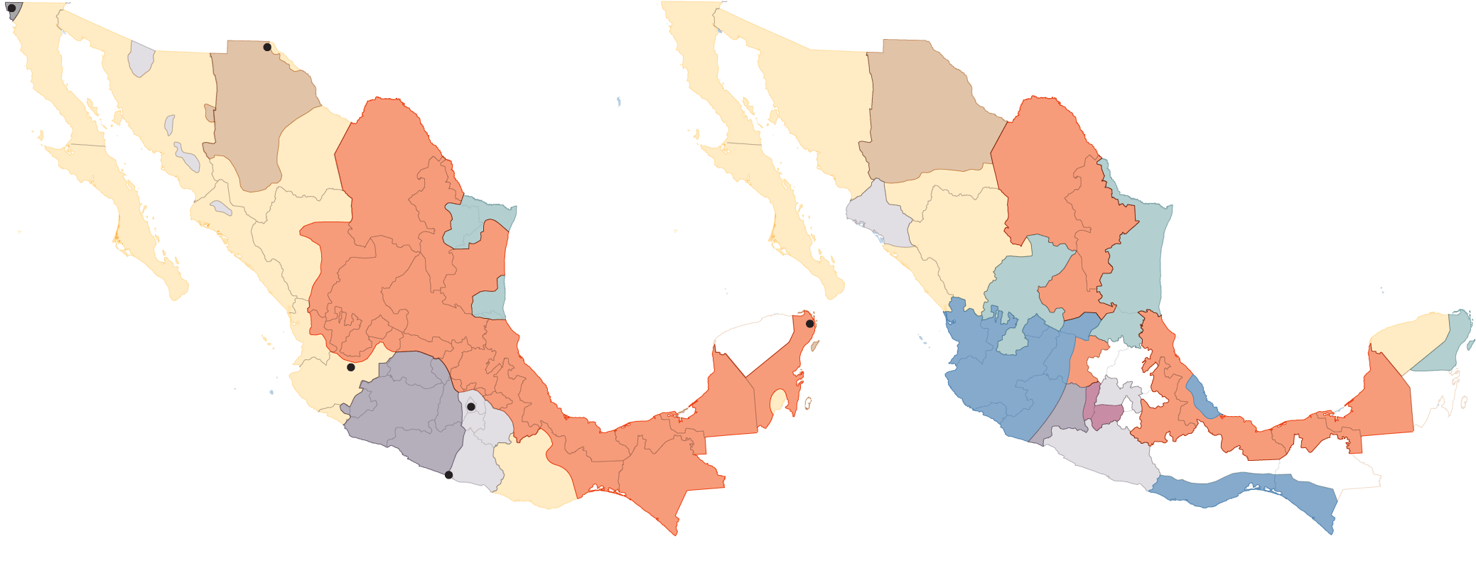 Areas Of Dominance By Major Drug Trafficking Organizations, - Drug Cartels Mexico 2018 (2100x946), Png Download