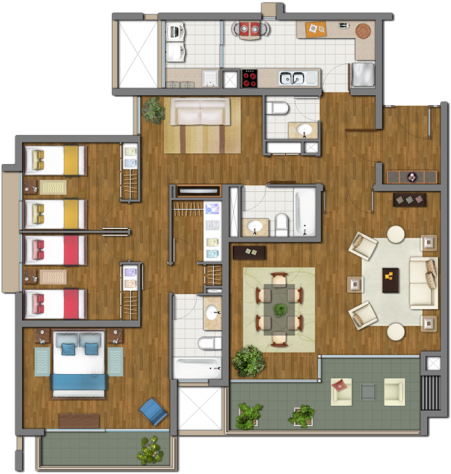 3dormitorios3banos14 - - Floor Plan (814x490), Png Download