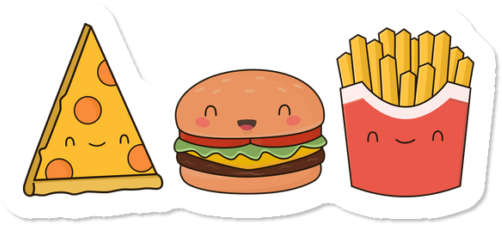Kawaii Pizza Burger And Fries - Burger And Fries Kawaii (650x650), Png Download