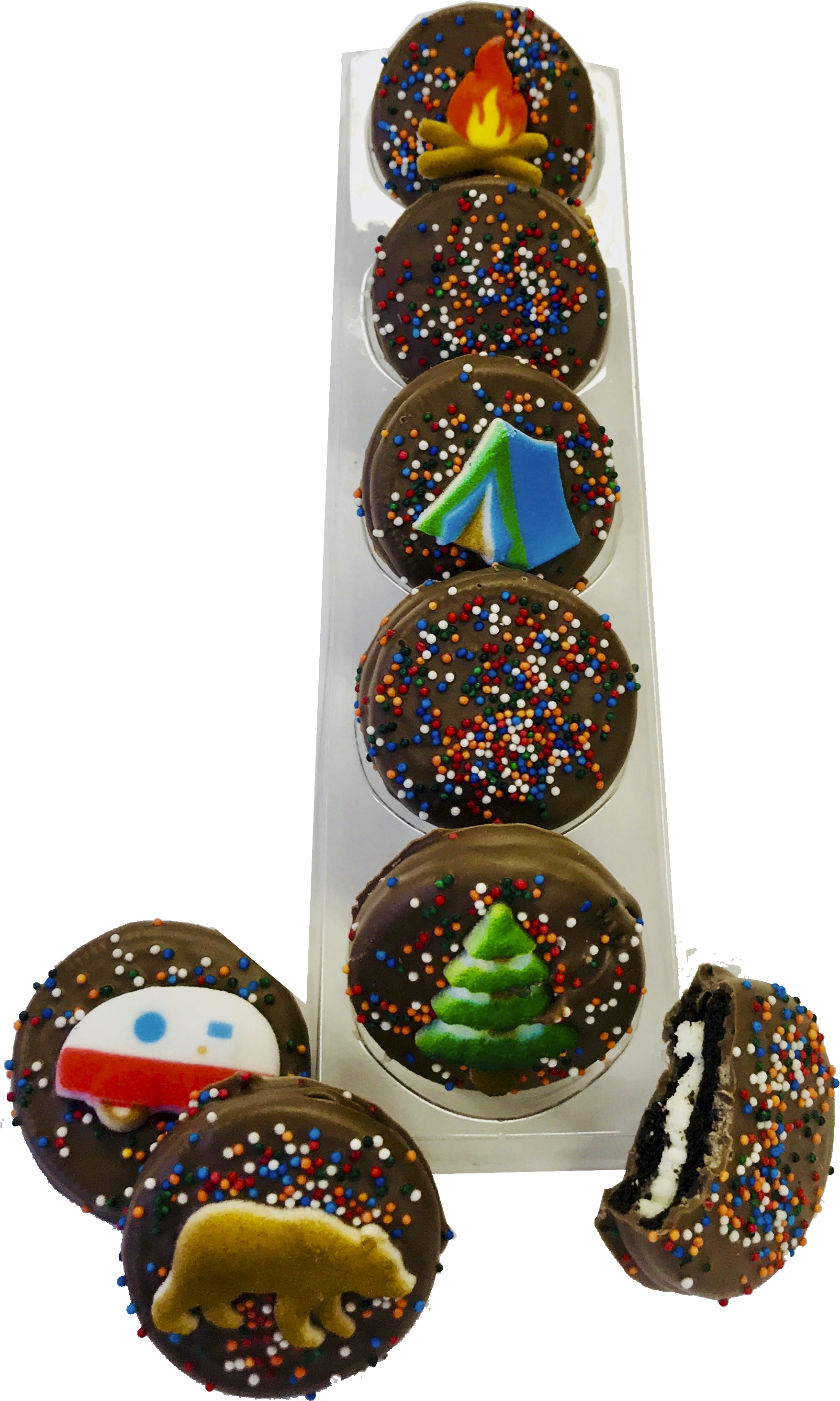 Camp Themed Chocolate Covered Oreos With Toppers - Chocolate (1869x3074), Png Download
