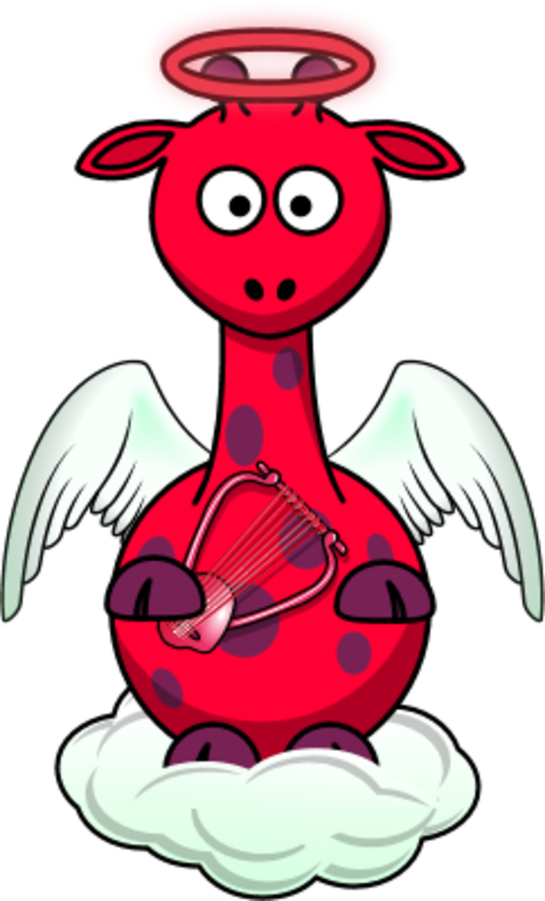 Giraffe Angle Wings Cloud Holding A Harp - Cartoon Wings (600x992), Png Download