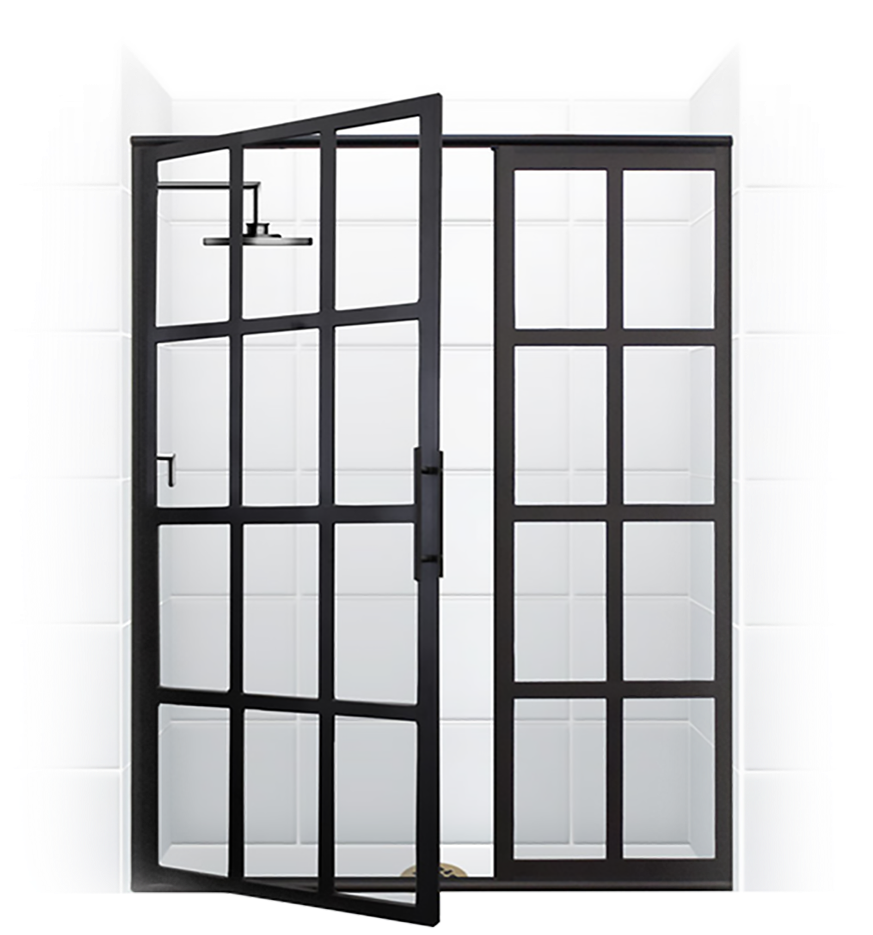 Download Gridscape Series Coastal Shower Doors Black Grid Shower Industrial Shower Door Png Image With No Background Pngkey Com