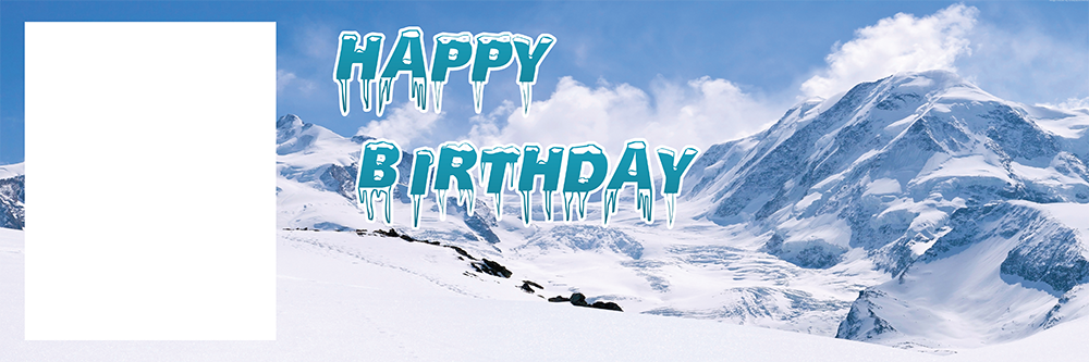 Personalised Photo Birthday Banner In Snow Mountains - Горы Снег (1000x333), Png Download