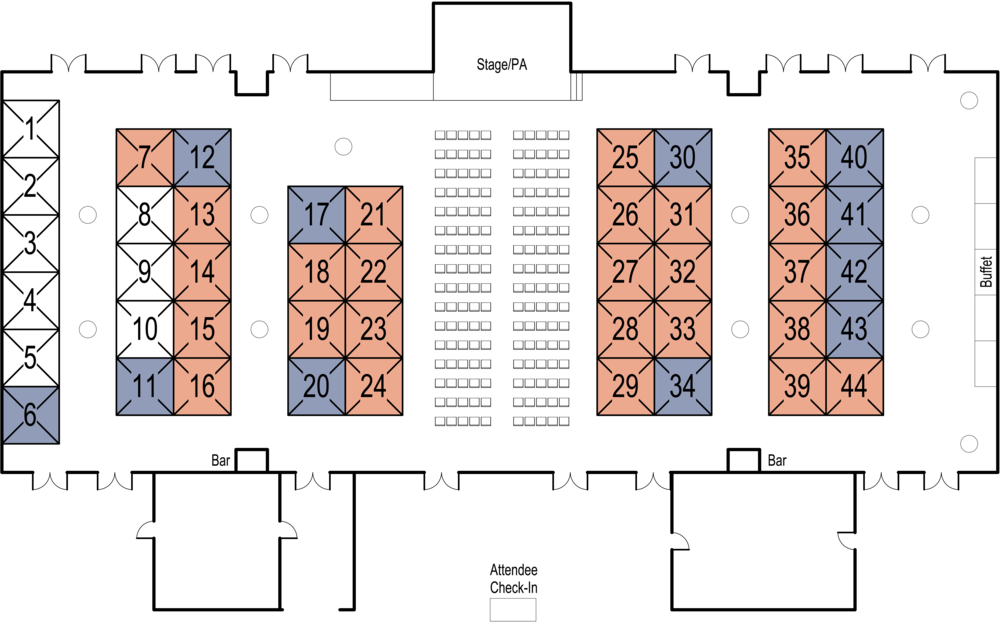 Blue Shading Indicates Premium Booth Orange Shading - Number (1000x622), Png Download