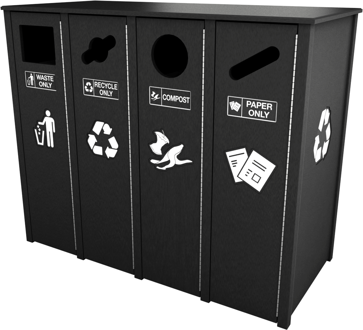 Quad Front Load Recycling Bin - Sideboard (1500x1500), Png Download