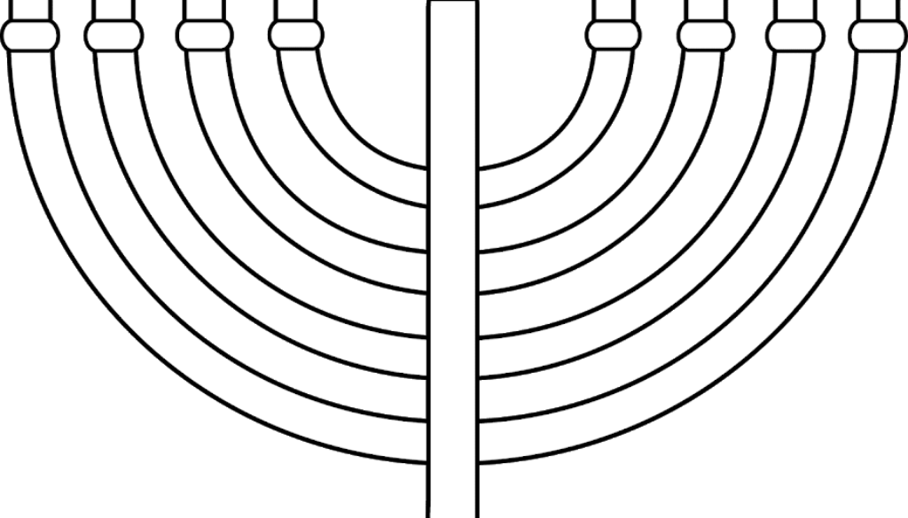 Menorah Outline - Menorah Outline Printable (1024x585), Png Download