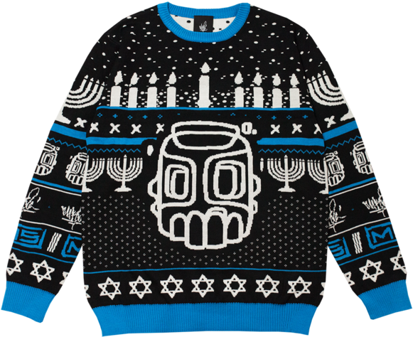 Line Sketch Hanukkah Knit Sweater - Cardigan (600x600), Png Download