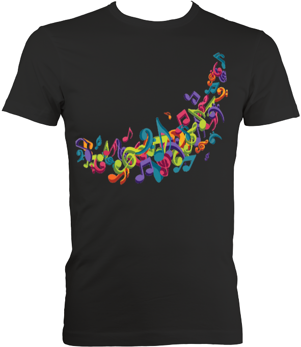 Colorful Music Notes Fitted T-shirt - T-shirt (680x680), Png Download