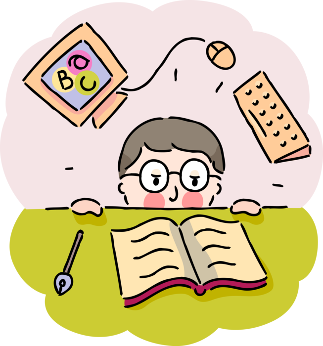 Vector Illustration Of Scholarly Student In School (653x700), Png Download