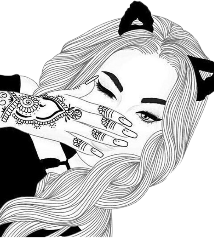 Outline Girl (719x799), Png Download