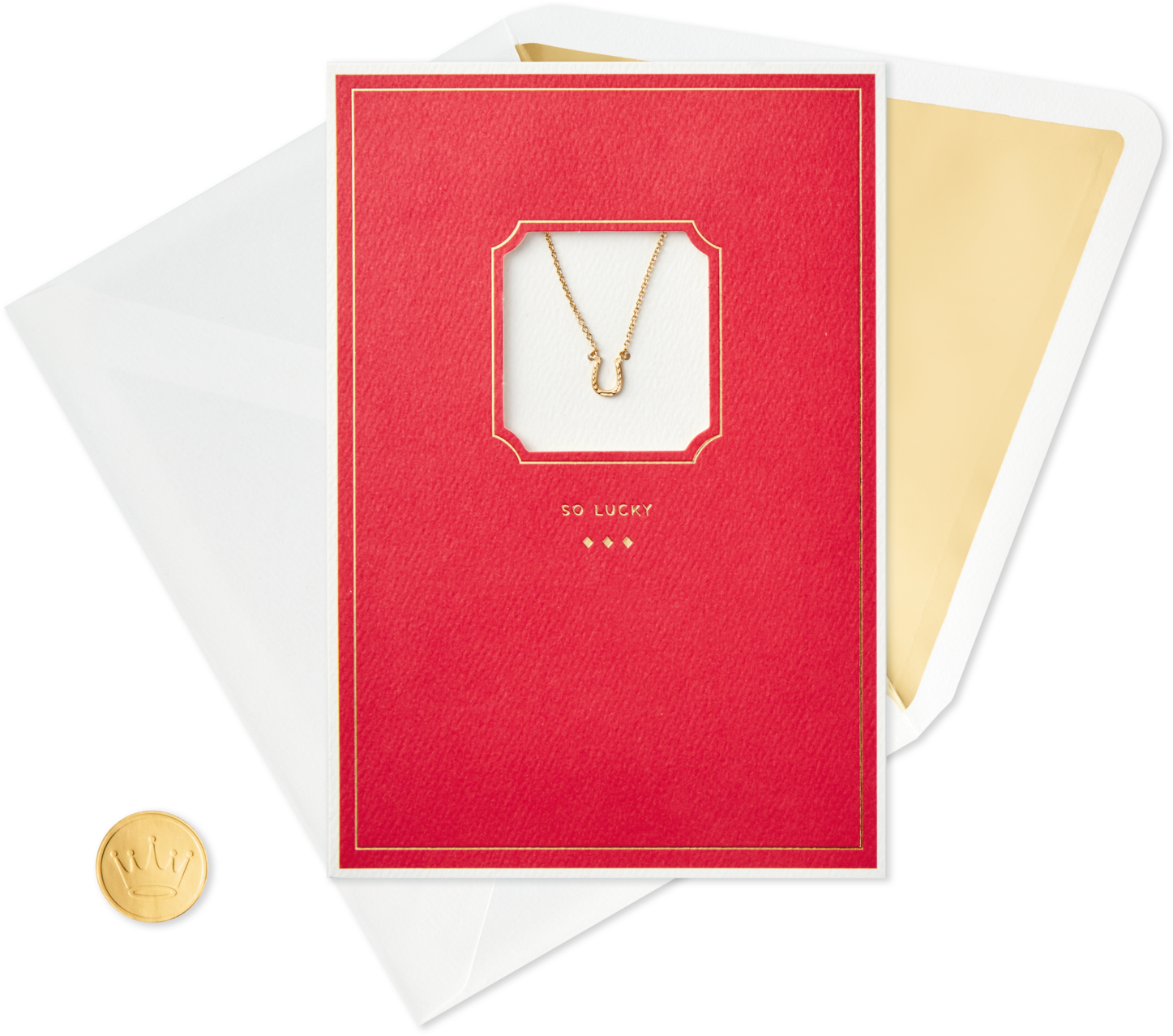 Lucky In Love Valentine's Day Card With Horseshoe Charm - Wood (1470x1470), Png Download