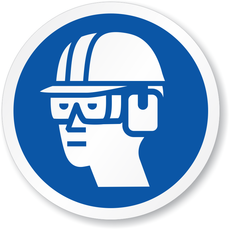 Wear Eye, Ear & Head Protection Symbol Iso Sign - Construction Safety Signs And Symbols (800x800), Png Download