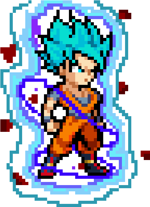 Uib Ultra Instinct Blue - Pixel Ssj Blue Goku (570x690), Png Download