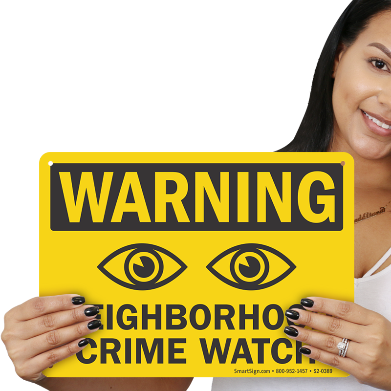 Warning Neighborhood Crime Watch Sign With Eyes Symbol - Girl (800x800), Png Download