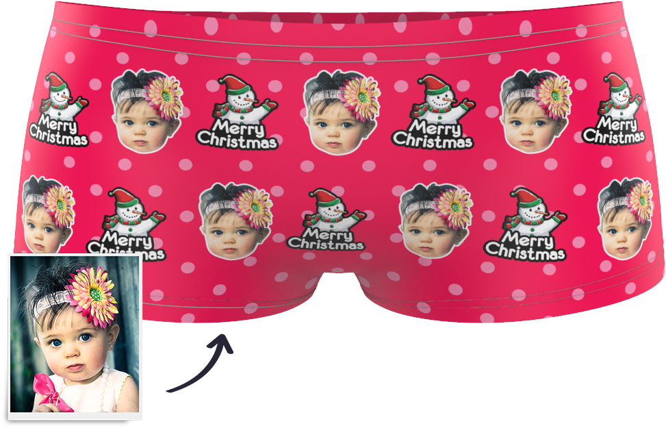Christmas Snowman Kids Custom Face Boxer Briefsļmyfaceboxer - Briefs (1000x1000), Png Download