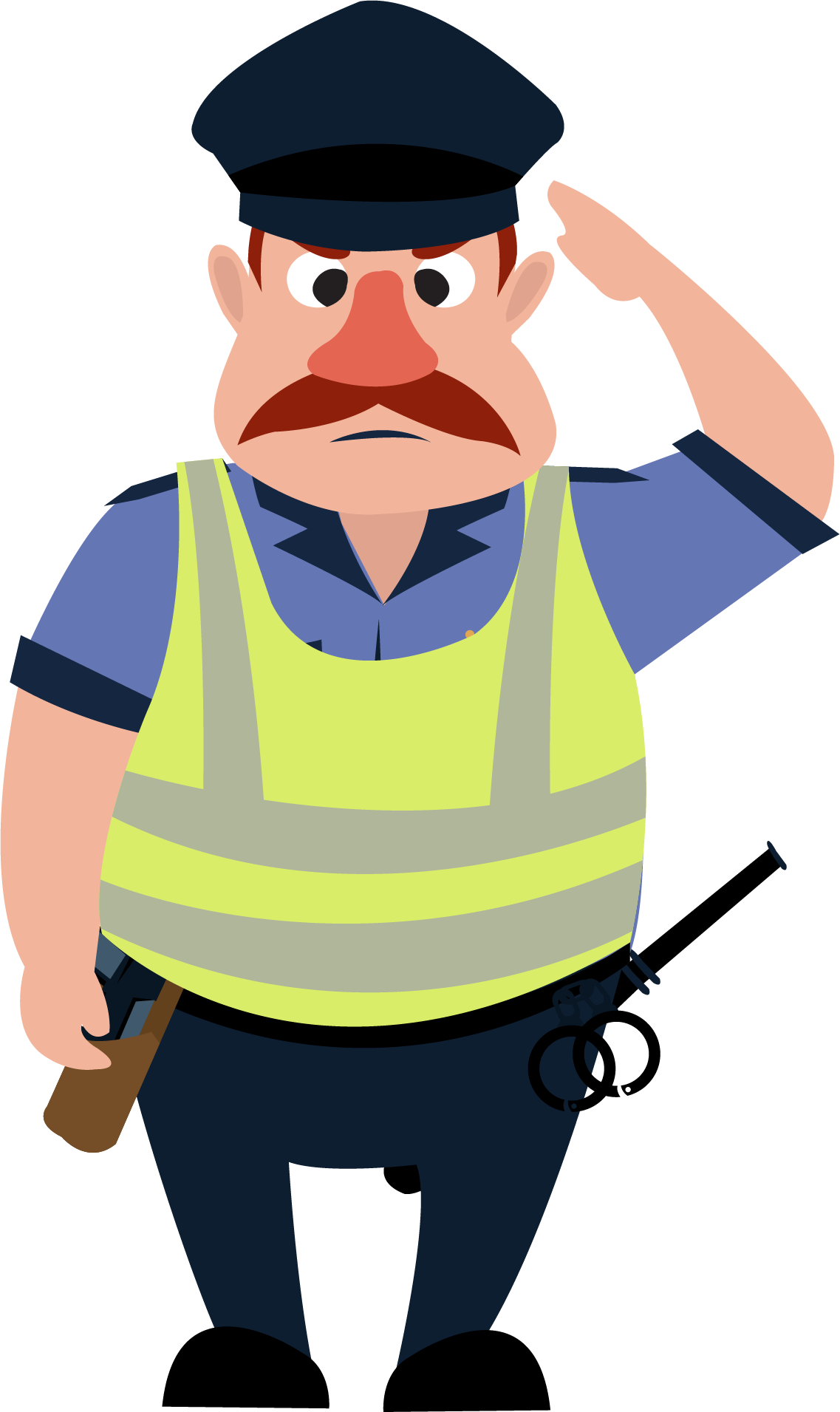 Salute Police Officer Security Guard People S - Security Guard Cartoon (1137x1911), Png Download