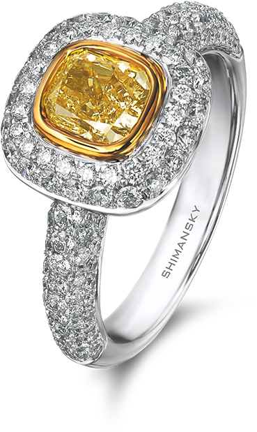 14 Tube Set Radiant Cut Fancy Yellow Diamond - Engagement Ring (800x800), Png Download