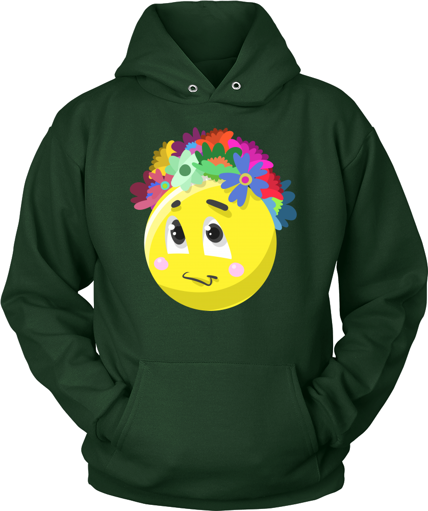 Emoji Flower Cute Face Emojis Flowery Crown Hoodie - Shirt (1000x1000), Png Download