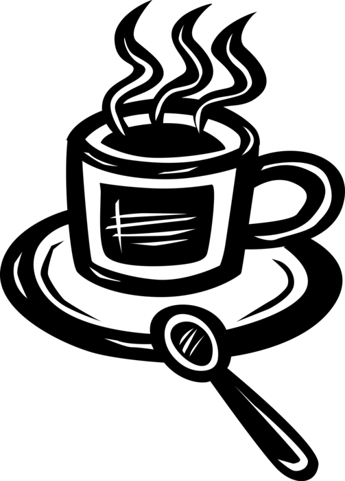 Vector Illustration Of Cup Of Hot Freshly Brewed Coffee (503x700), Png Download