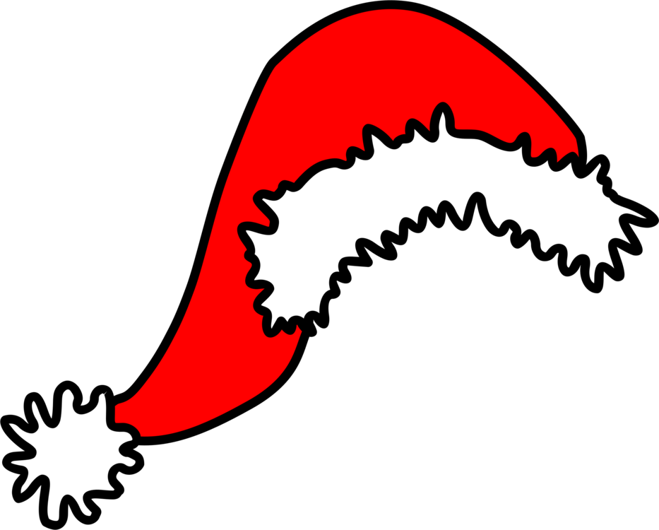 Santa Claus Christmas Day Santa Suit Hat Cap - Christmas Hat Drawing Png (933x750), Png Download