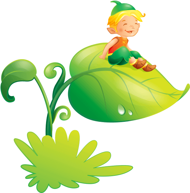 Download Elf On The Leaf Folletti Per Bambini Png Image With No Background Pngkey Com
