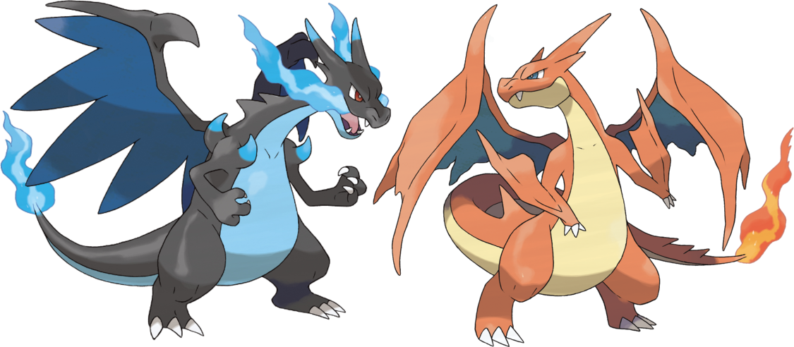 Mega Charizard - Charizard Black And Blue (1125x492), Png Download
