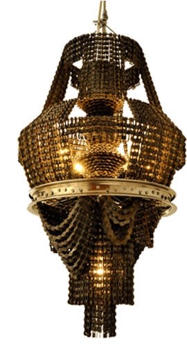 Carolina Fontoura Alzaga Makes Chandeliers Out Of Recycled - Bike Chain Chandelier (700x498), Png Download