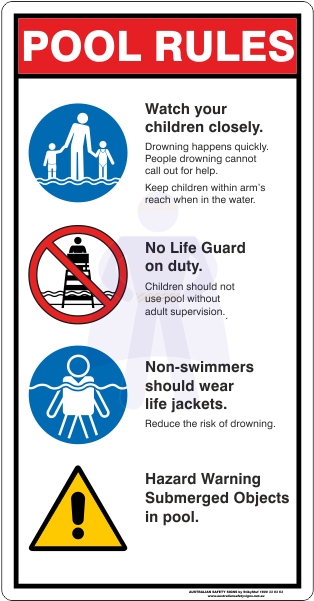 Pool Rules Sign - Safety Signs In Swimming Pool (599x600), Png Download