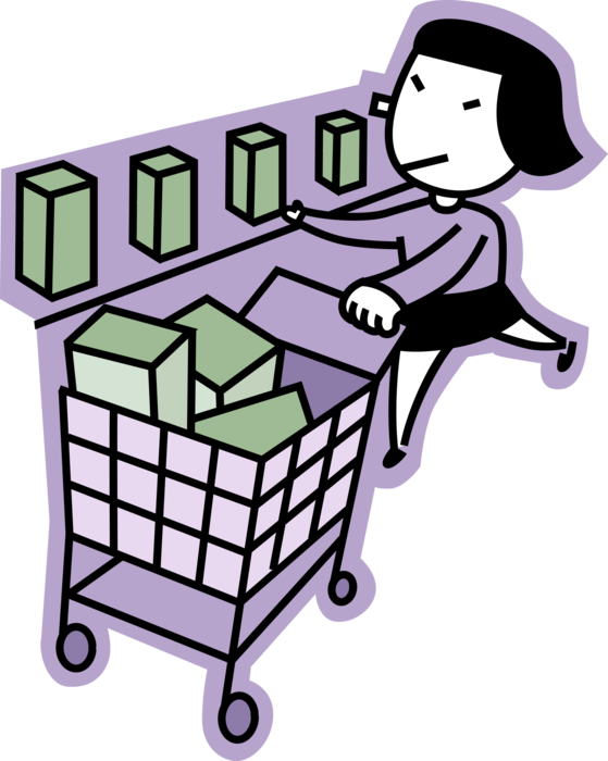 Vector Illustration Of Supermarket Shopper Shops For (559x700), Png Download