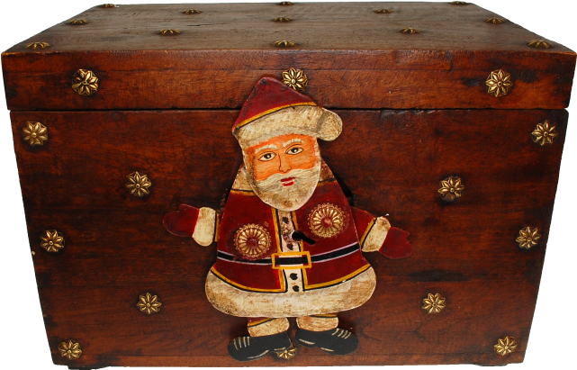 Wooden Gift Box With Iron Santa Lock - Plywood (640x640), Png Download