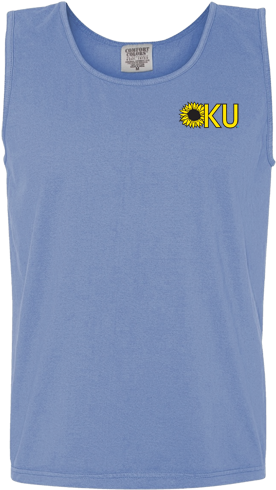 Kansas Jayhawks Sunflower Border Design Comfort Colors - Active Tank (720x540), Png Download