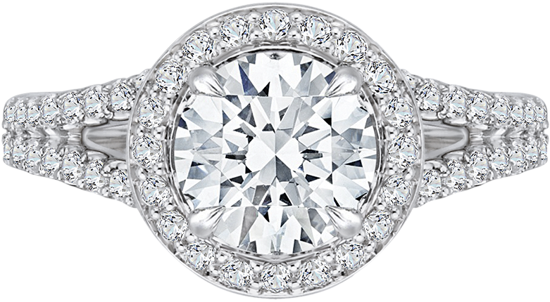 14k White Gold Round Halo Diamond Engagement Ring With - Engagement Solitaire Rings For Girl (1000x1000), Png Download