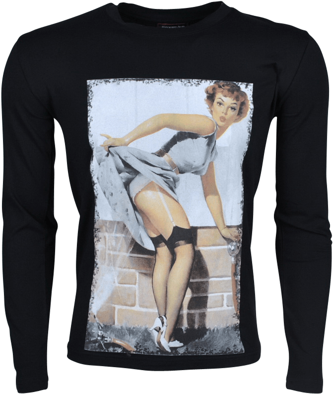 Pin Up Girl - Long-sleeved T-shirt (825x825), Png Download