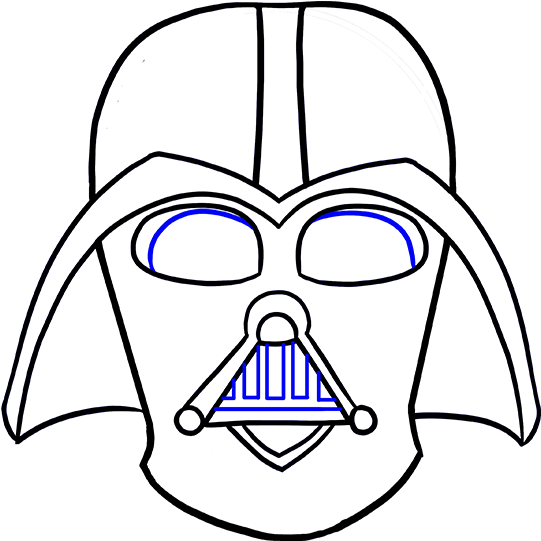 Styles Darth Vader Mask Drawing Step By Step Also Darth - Darth Vader Sketch Face (678x600), Png Download