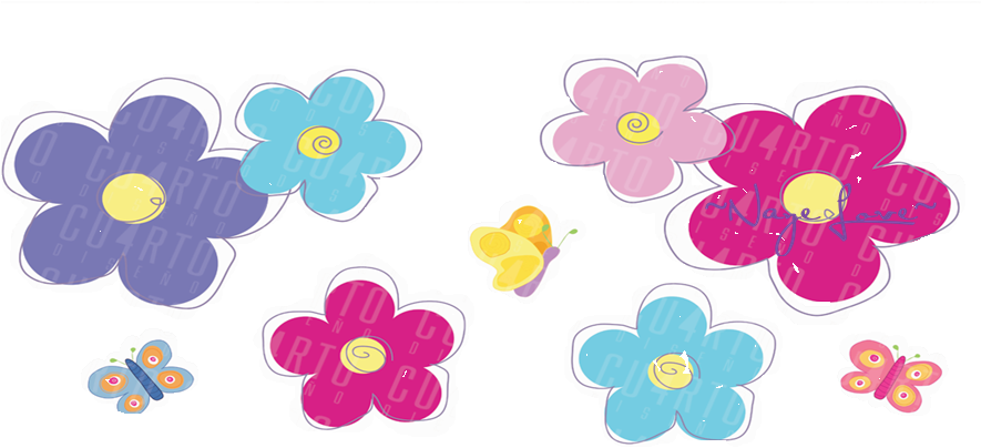 Florecitas Png - Flores De Colores Dibujos (884x442), Png Download